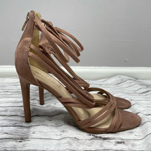 MARC FISHER High Heels Womens Size 8.5 Pink Strappy Suede Date Event Formal - Picture 4 of 11